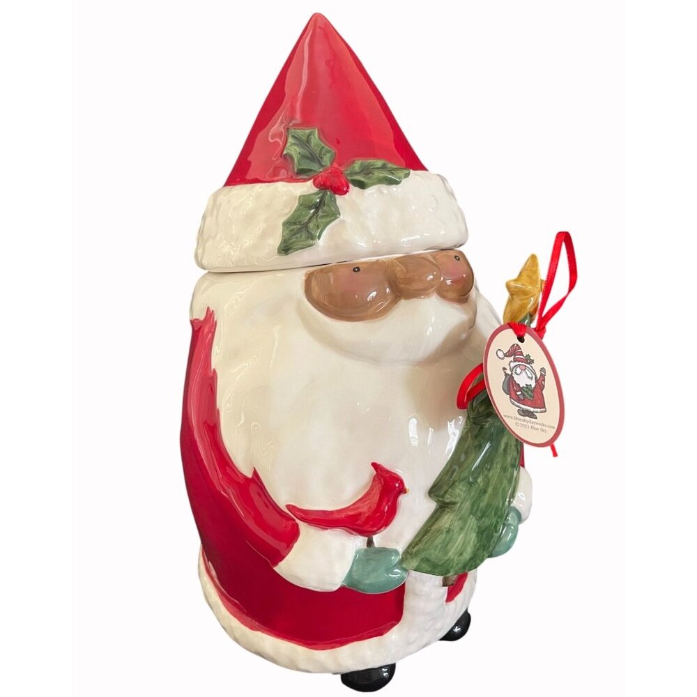 African American Santa Claus Christmas Holiday Cookie Jar By Blue Sky NWT *GIFT* - Picture 12 of 14